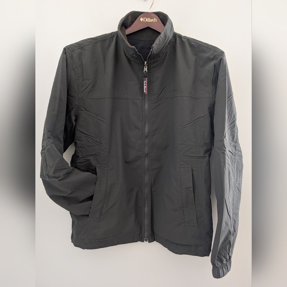 LL Bean Reversible Windbreaker Jacket MENS L Nylon Fleece Lined Zip Hunter Green - Picture 16 of 16